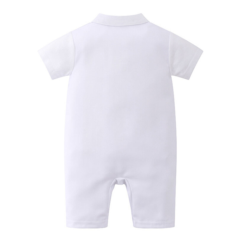 Костюм Джентльмена для мальчиков 3-24 месяцев, официальный костюм для новорожденных, белый костюм-комбинезон, галстук, платье на день рождения