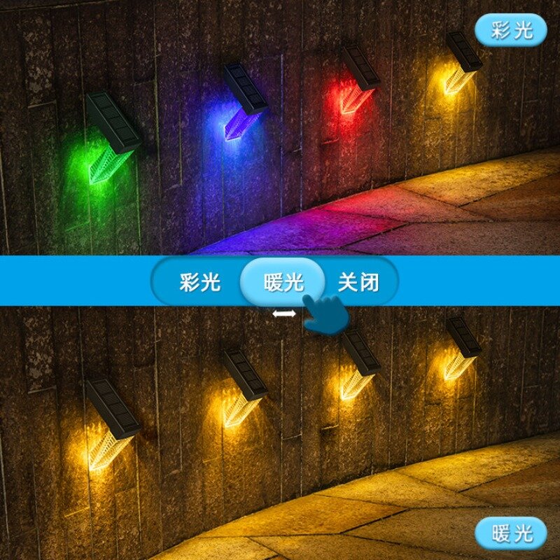 LED 태양광 벽 조명 RGB 방수 야외 태양광 데크 조명, 계단 수영장 울타리 계단 난간 파티오 정원 장식 조명