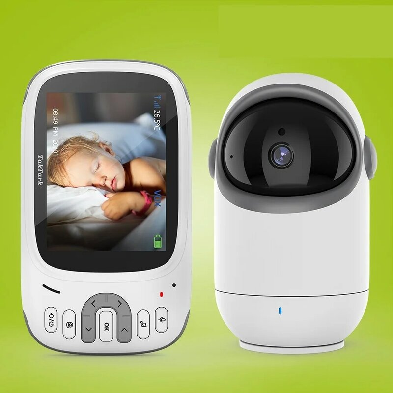 Monitor de vídeo para bebé con cámara Pan Tilt, intercomunicador inalámbrico de seguridad, visión nocturna, monitoreo de temperatura, 3,2 pulgadas