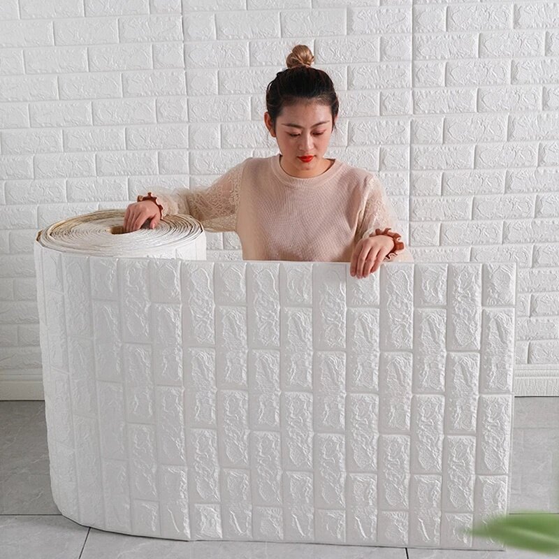 70cm * 1m 3D wzór cegły panele ścienne tapety DIY wodoodporna do salonu sypialnia kuchnia dekoracja ścienna w tle