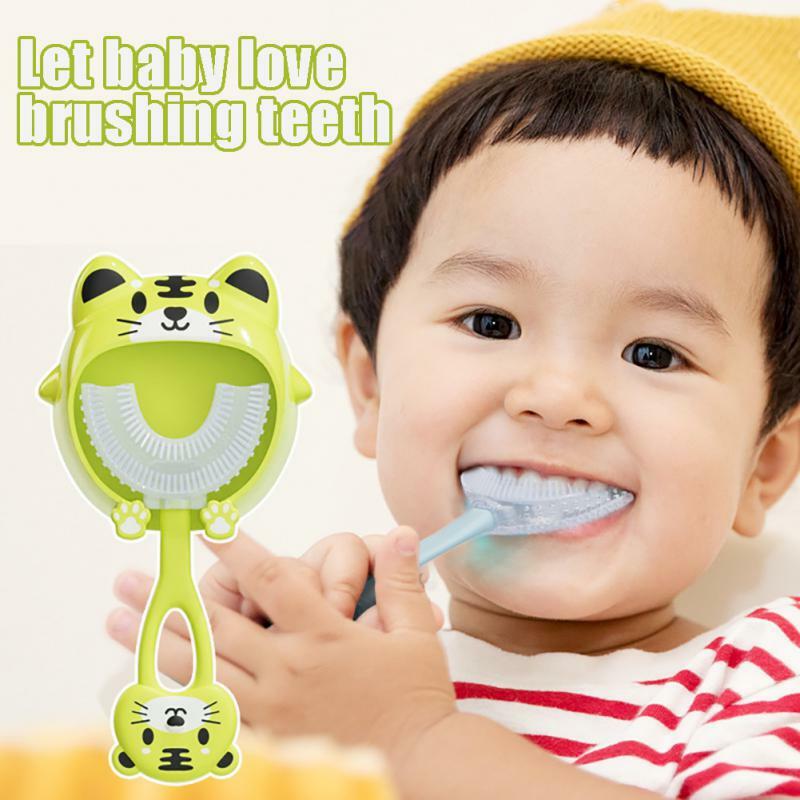الطفل فرشاة الأسنان الأطفال 360 درجة U-شكل أسنان الأطفال العناية بالفم تنظيف فرشاة لينة فرشاة أسنان من السيليكون منتجات الأطفال 2-12Y