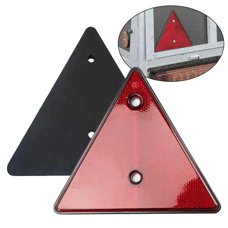 Refletores traseiros vermelhos para caravana, triângulo, reflexivo para bornes de portão, reboque, bicicleta, 2 peças