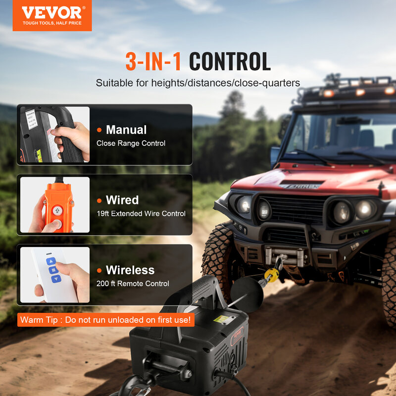 VEVOR 1100lbs 1500W Electric Hoist Winch 3-in-1 Portable Power Winch Crane with Wireless Remote Control for Overload Protection