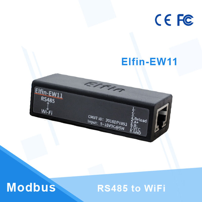 Сервер Elfin-EW11 с последовательным портом RS485 на WiFi, поддержка TCP/IP Telnet, Modbus, TCP протокол, IOT преобразователь передачи данных