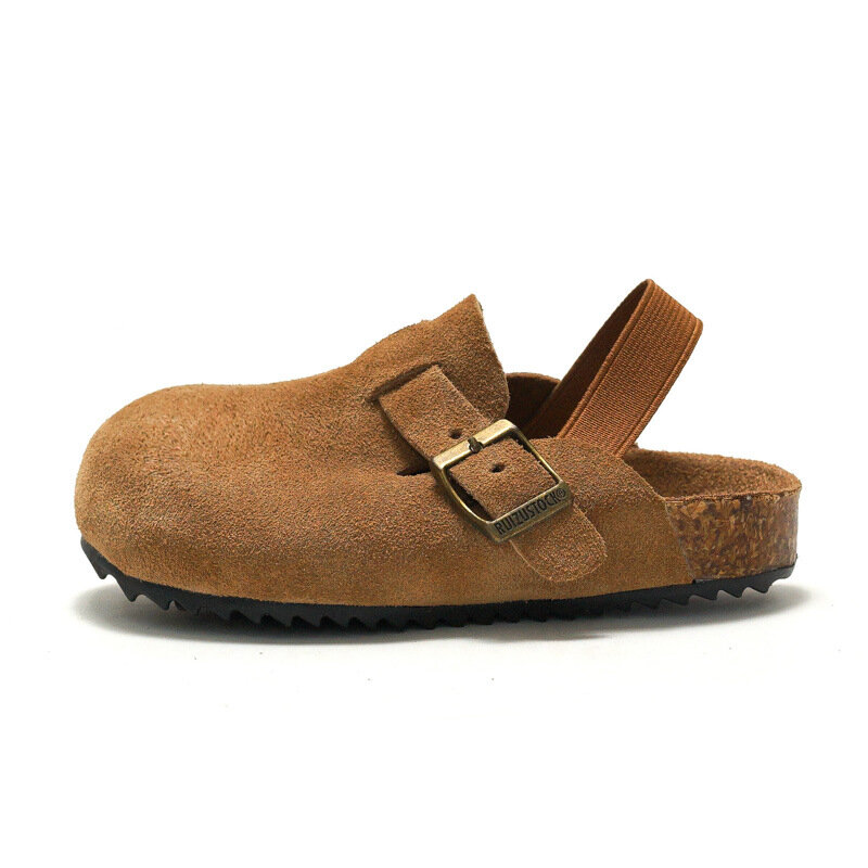 Sandalias de piel auténtica para niños, zapatillas de playa Baotou, zapatos informales de cuero esmerilado, para otoño e invierno, novedad