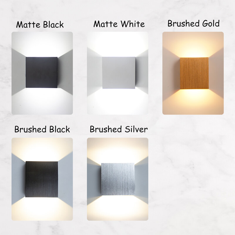 Lampu Dinding Atas dan Bawah 6W Lampu Dinding LED Aluminium Perak Emas Lampu Dinding LED untuk Kamar Tidur Ruang Tamu Lampu Samping Koridor