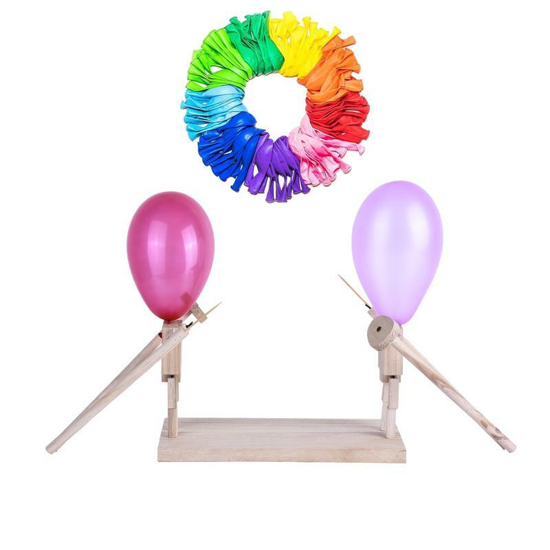 Divertido globo de bambú para niños, juego de batalla de robots de madera, marionetas de esgrima hechas A mano, juego de mesa Whack A Balloon, juegos de fiesta