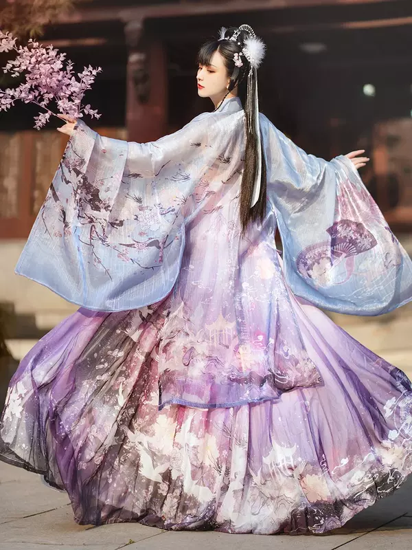 Lila chinesische traditionelle Hanfu Kostüm Frau alte Fee Kleid Dame Eleganz Han Dynastie Cosplay Kleidung Bühne