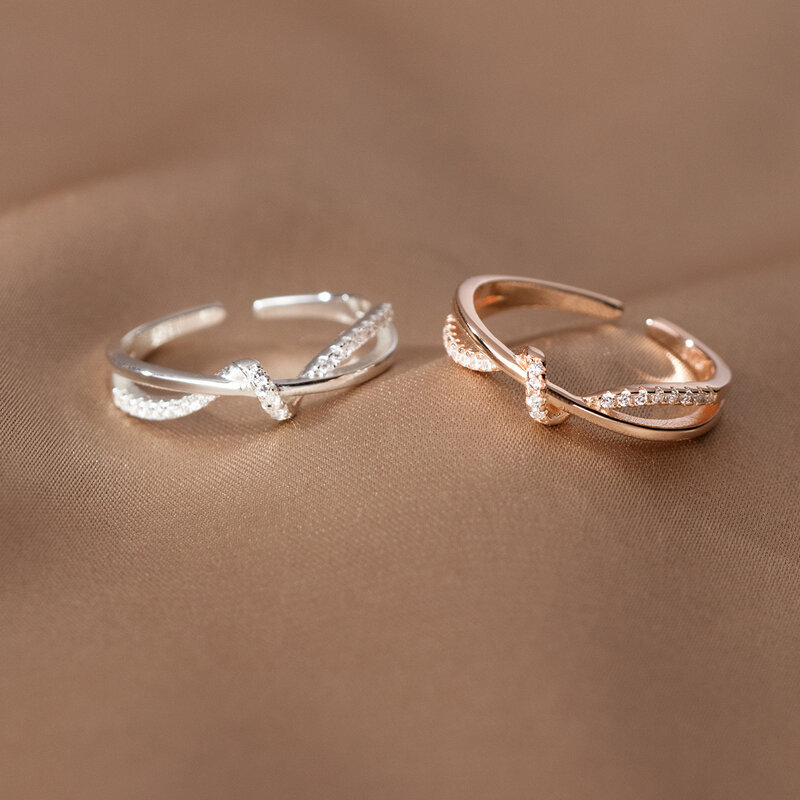 925 Sterling Silver Cross Knotting Zircon ​​Rings For Women Girls Wedding Luxury Jewelry Accessories Jewellery Argent 925