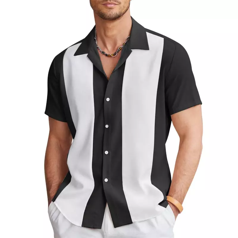 Camisa de lapela masculina de manga curta, respirável, confortável, simples e elegante, trabalho diário, novo estilo