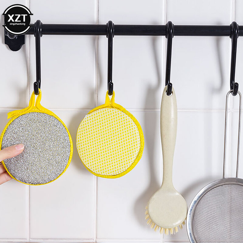 5 stücke doppelseitige Schwamm Geschirrs pül bürste runde Reinigungs tuch Fetten tfernung Geschirr tuch Küchen reinigungs werkzeuge