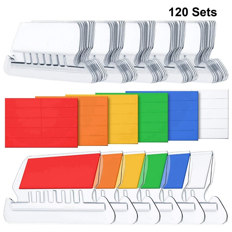 120 Sets File Document Tabs 2 Inch Hanging Folder Tabs And Multicolor Inserts For Quick Identification Of Hanging Files