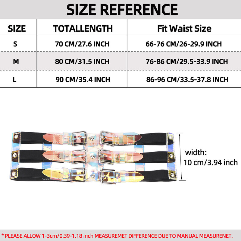 Three rows Elastic Transparent Colorful Women's waist sealing multidimension Belts Girdle For Shirt Coat Corset party Night show