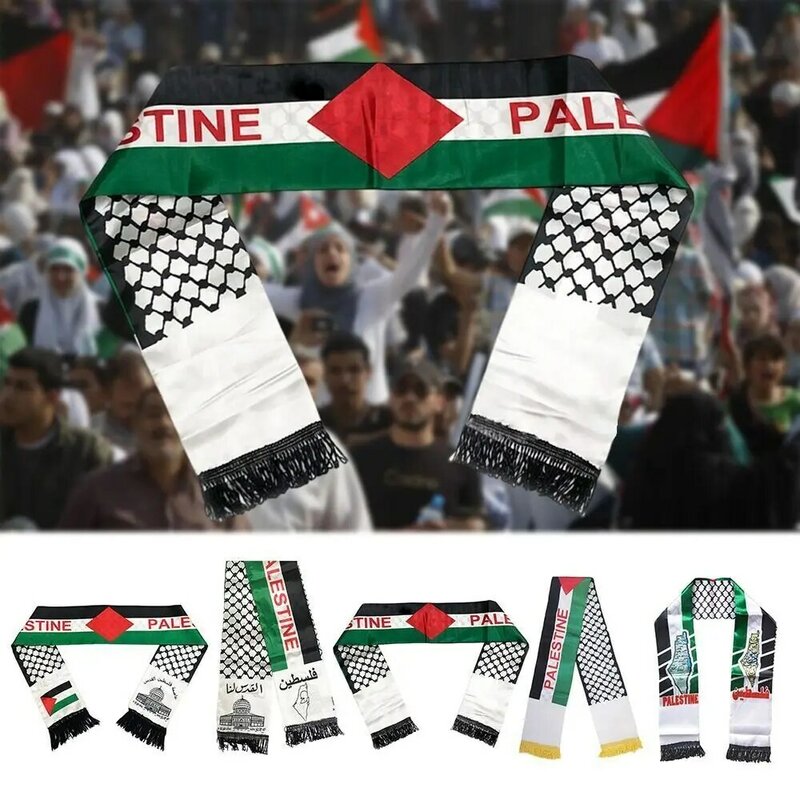 2023พาเลทิเนียนผ้าพันคอลายธงชาติวันชาติผ้าพันคอฟุตบอลทีมฟุตบอล Barca Palestinian ธงสองด้านผ้าพันคอ14x135cm