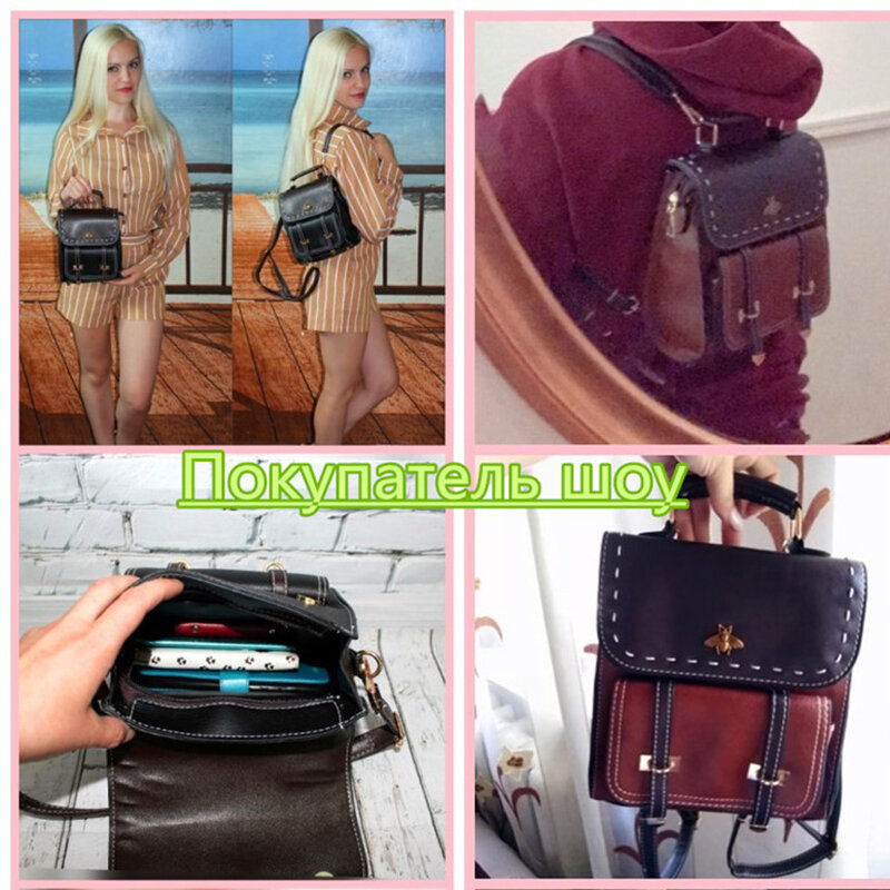 Женский рюкзак MVK с маленькой Пчелкой, школьный рюкзак для колледжа, винтажный женский рюкзак в стиле преппи из искусственной кожи, женский ...