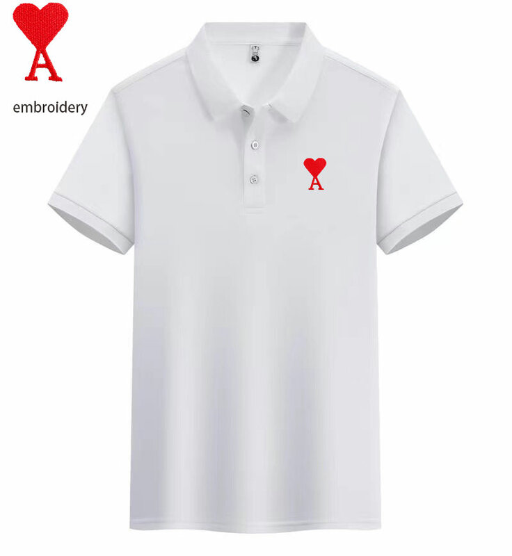 Haft Gorąco sprzedająca się jednokolorowa fajna koszulka POLO Letnia wygodna i oddychająca koszulka polo z krótkim rękawem i dekoltem w szpic dla