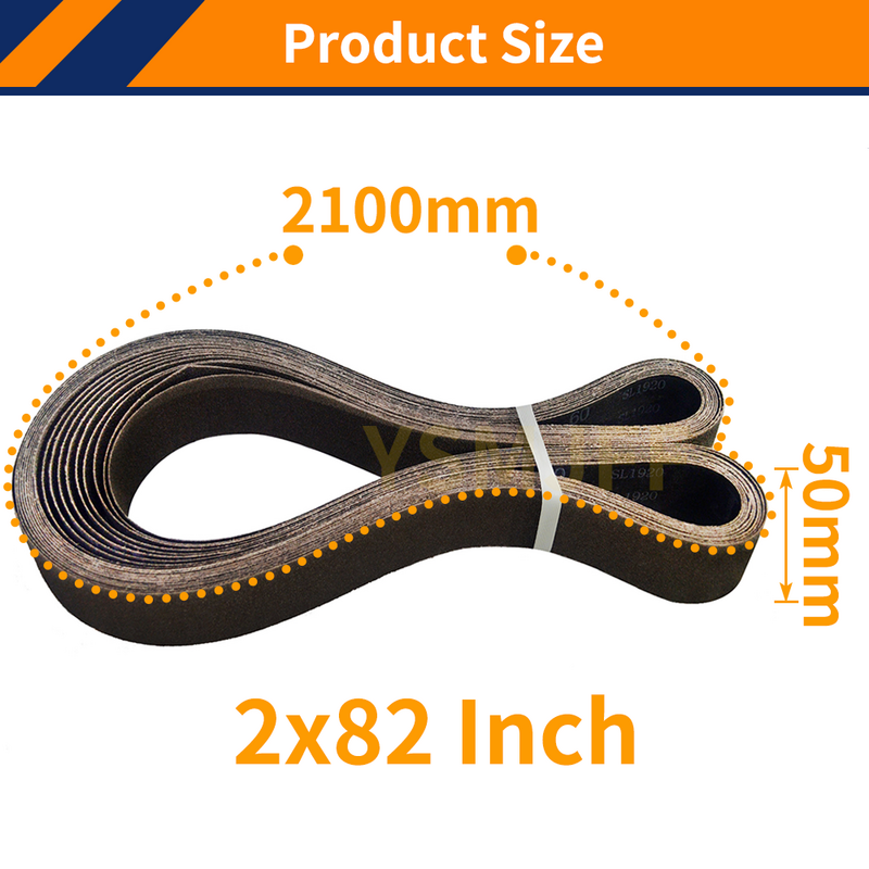 2100 x 50 mm Calcined Sanding Belts for Metal Polishing, 2" x 82" Calcined Abrasive Belts Aluminum Oxide Grain 40-800 Grit