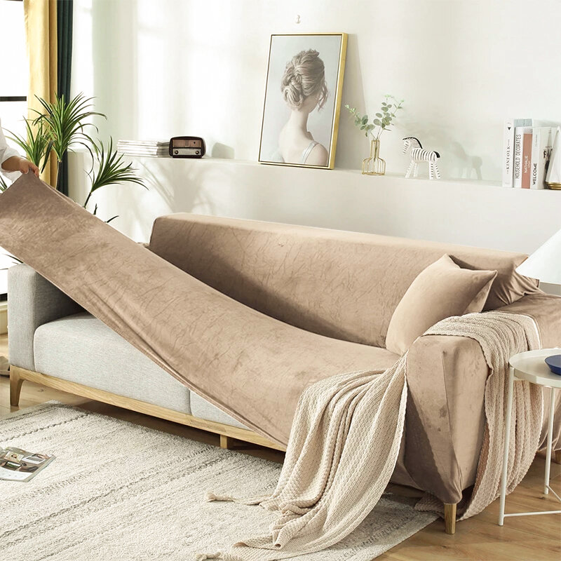 Funda de sofá de terciopelo de alta calidad, cubierta de asiento en forma de L para sala de estar, elástica, lavable