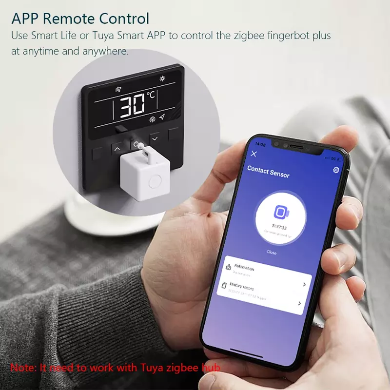 Кнопка-толкатель Zigbee Smart Fingerbot Plus, сенсорное управление с помощью кнопки, работает с Alexa Google Assistant