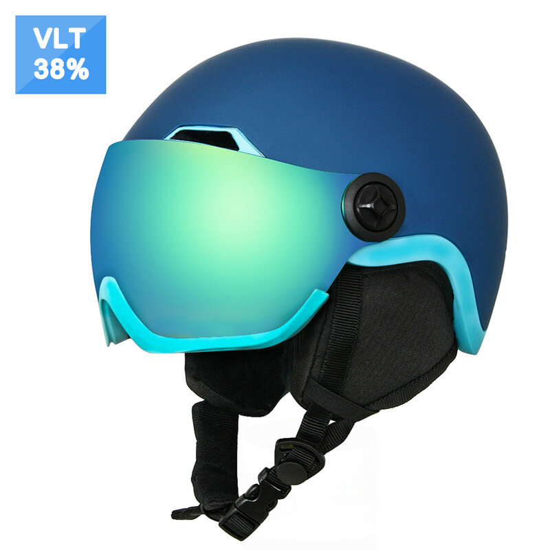 EnzoDate casco da sci da sci con occhiali integrati Shield 2 in 1 casco da Snowboard e maschera staccabile, lente per visione notturna Extra-cost