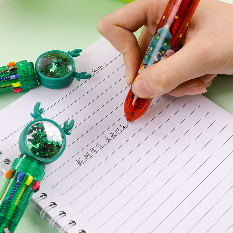 Bolígrafos coloridos de dibujos animados para niños, bolígrafos coloridos de Santa Claus, árbol de navidad, regalos, papelería, herramientas de escritura, suministros de pintura