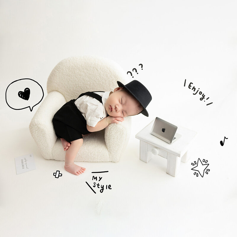 新生児の写真撮影小道具リトル紳士衣装セット服帽子短いケース眼鏡写真衣装スタジオ写真アクセサリー