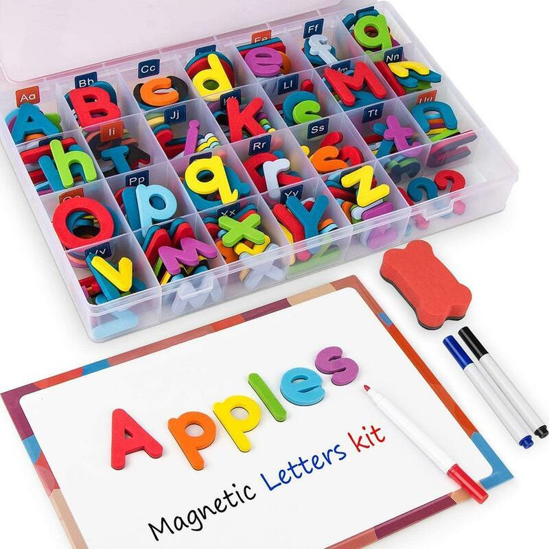 磁気フォームアルファベットボックス,10/26個,冷蔵庫用マグネット,教育学習玩具セット