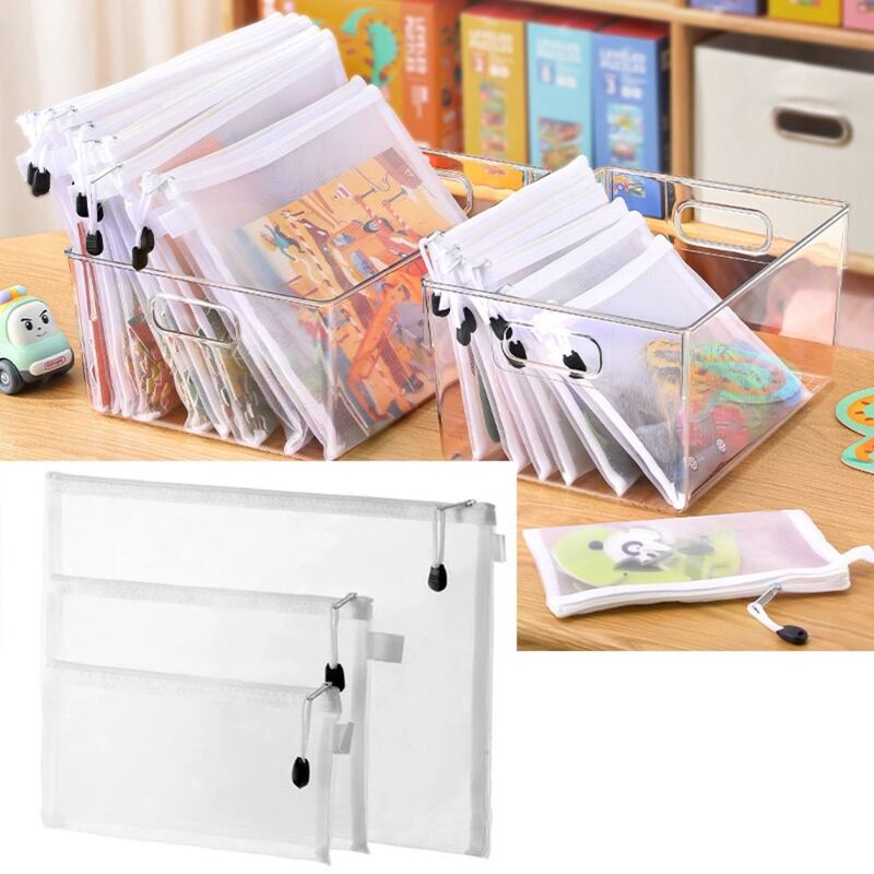 Mesh Transparent Storage Pouch A4/A5/A6 File Folders Pencil Bag Multi-function Cosmetic Makeup Bags School Office Supplies