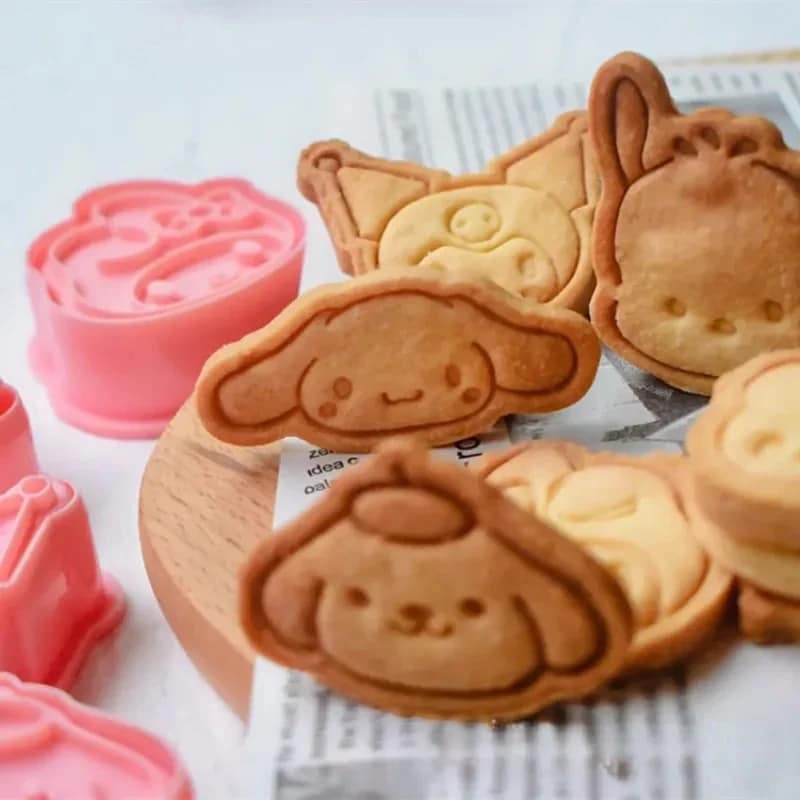 8 Cái/bộ Sanrio Kuromi Hoạt Hình Khuôn Cắt Cookie Hình 3D Nhựa Bánh Quy Khuôn Mẫu Pressable Bánh Quy Tem Phụ Kiện Nhà Bếp Dụng Cụ Nướng Bánh