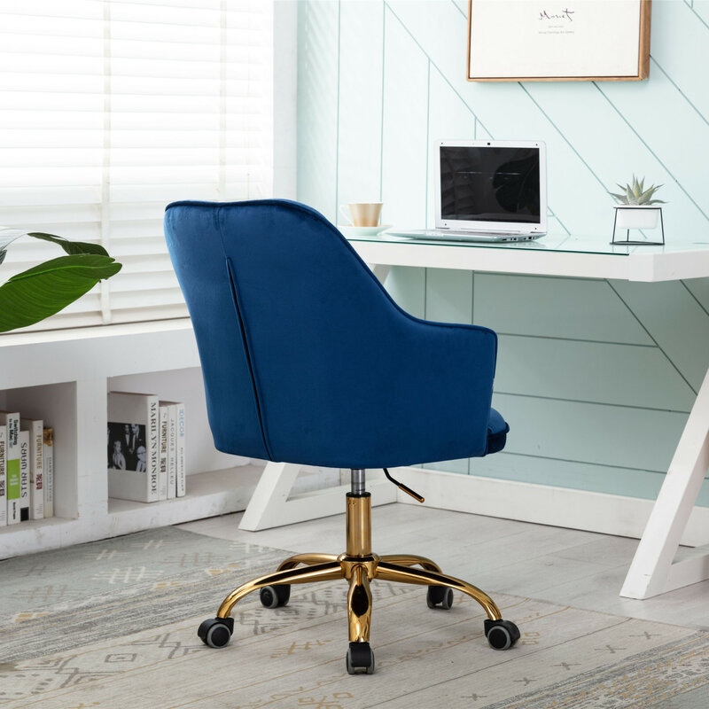Modern Navy Velvet Swivel Shell Chair - COOLMORE Leisure Arm Chair for Living Room and Office