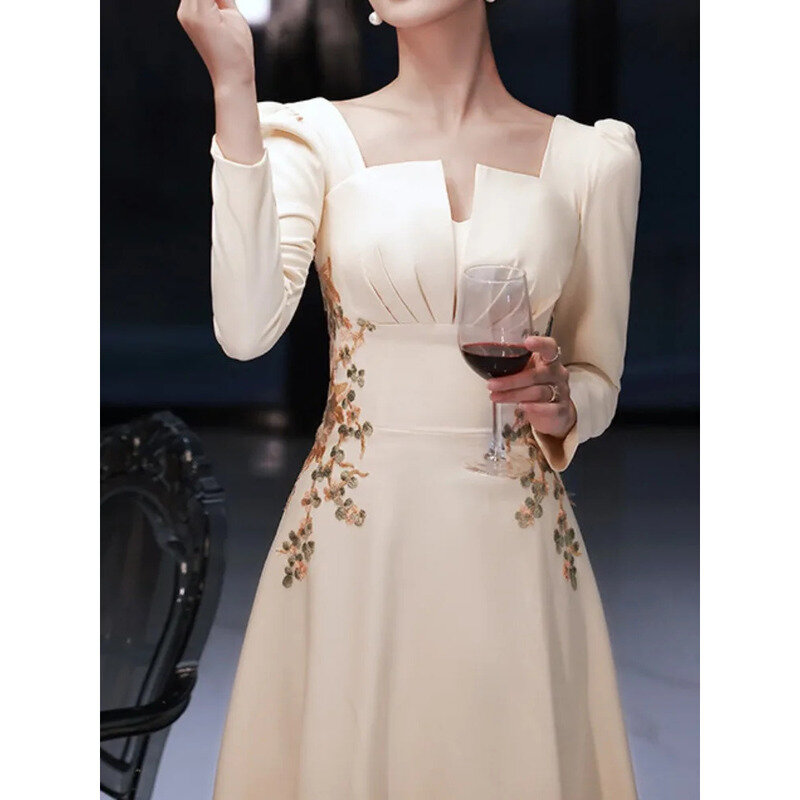 Женское облегающее вечернее платье, однотонное элегантное платье с длинным рукавом для выпускного вечера