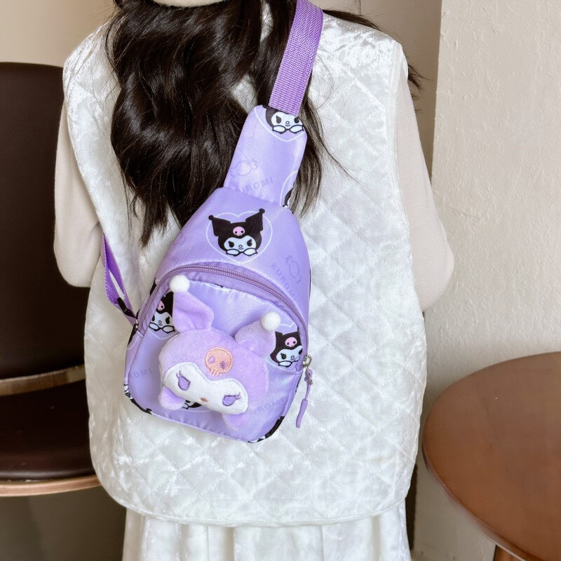 Kawaii Sanrio Bag Cinnamoroll Handbag Children Chest Bag Cartoon Cute Kuromi Shoulder Messenger Crossbody Bags Travel Backpack