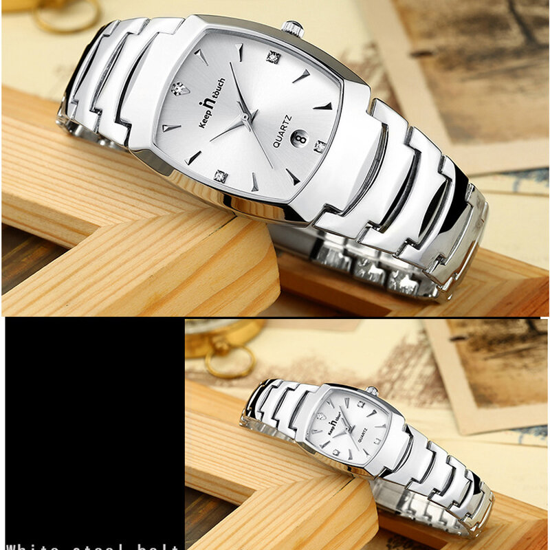 ファッション男性女性の時計恋人のためのカップルアイテムステンレス鋼クォーツ日付時計カジュアルなビジネススタイル彼の彼女の時計セット