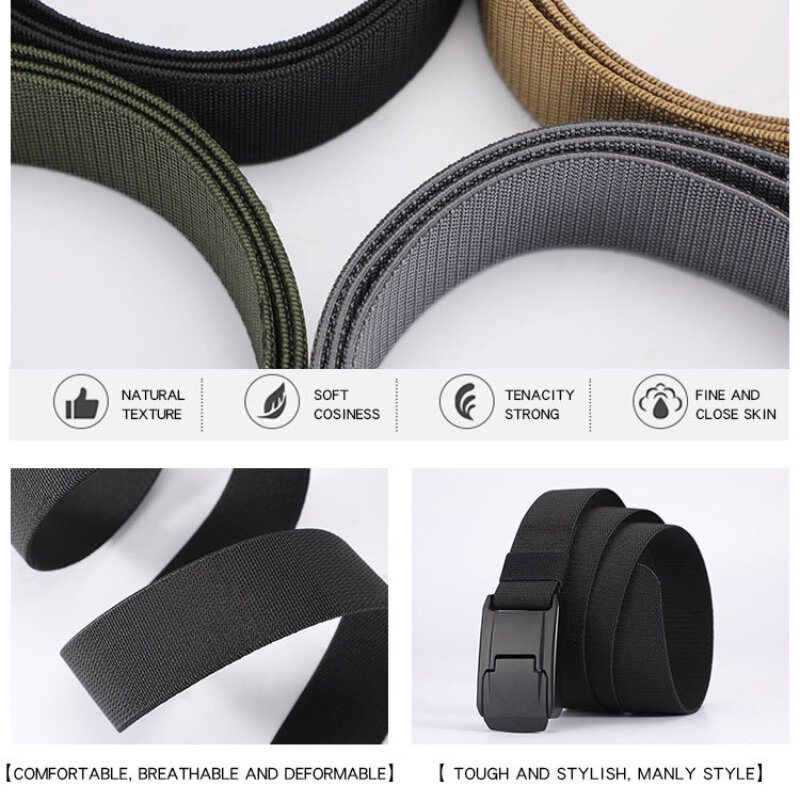 New Stretch Belt For Men and Women Hard Alloy Quick Release Buckle Strong Real Nylon Unisex Elastic Belt Overalls Work Belt