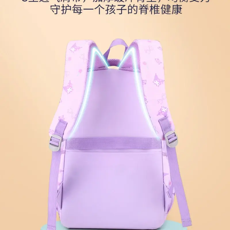 Новый мультяшный милый рюкзак Sanrio 2024, вместительная сумка для начальной школы, уменьшающая нагрузку, универсальный модный школьный рюкзак для женщин