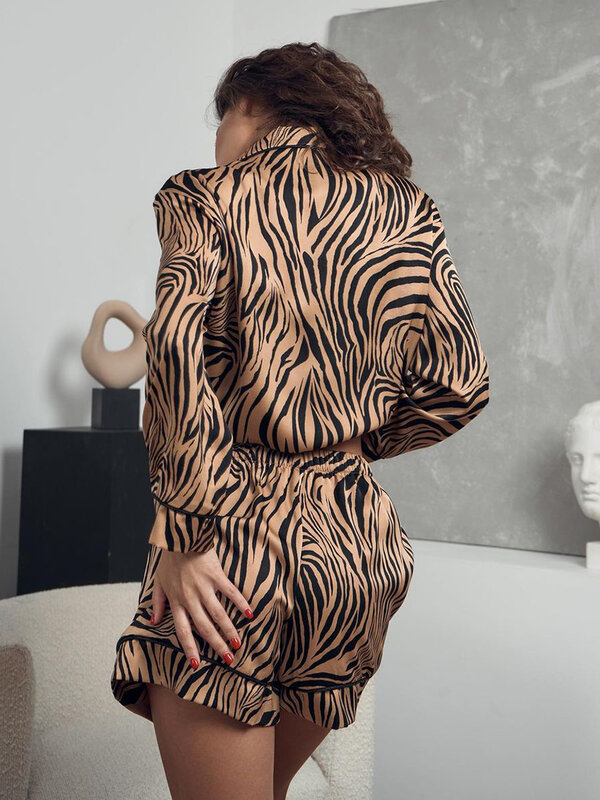 Martha qiqi Mode Damen Pyjama Anzug sexy Turn-Down Kragen Nachtwäsche Langarm Nachthemden Shorts lässig weibliche Nachtwäsche Set