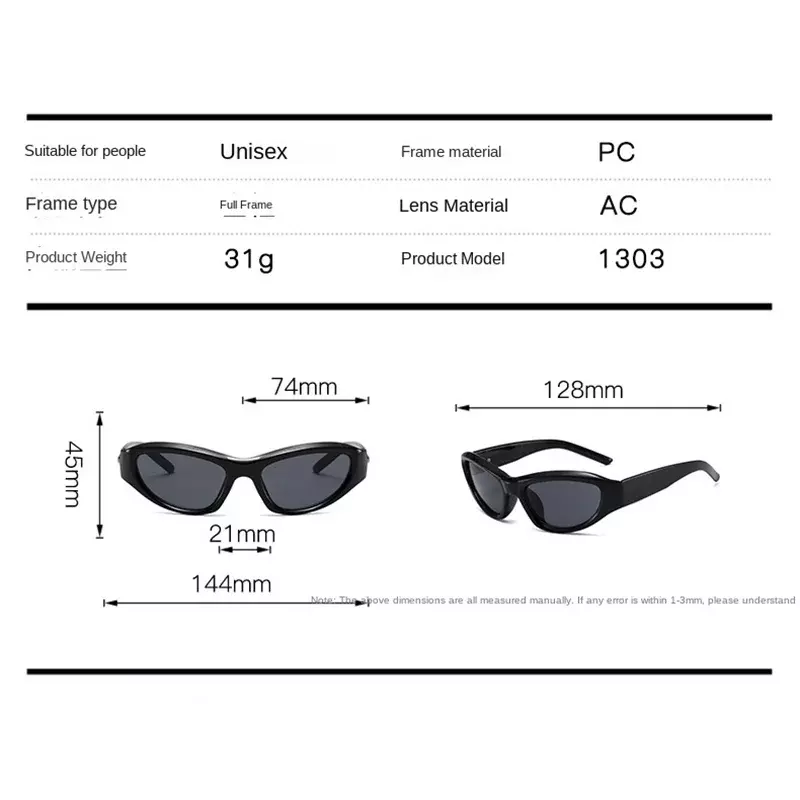 Kacamata hitam Punk olahraga Pria Wanita, aksesoris mata Oval desainer merek, kacamata mewah UV400 warna-warni
