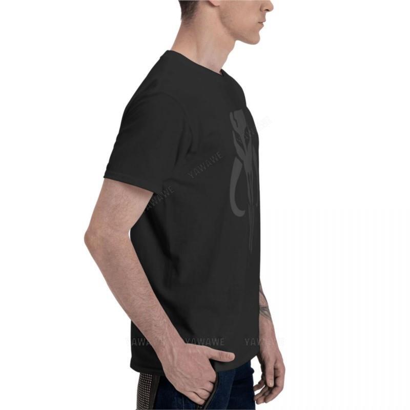 T-shirt hitam tulisan untuk pria: Boba Skull Essential T-Shirt baju pria kaus grafis kaos leher-o kaos musim panas