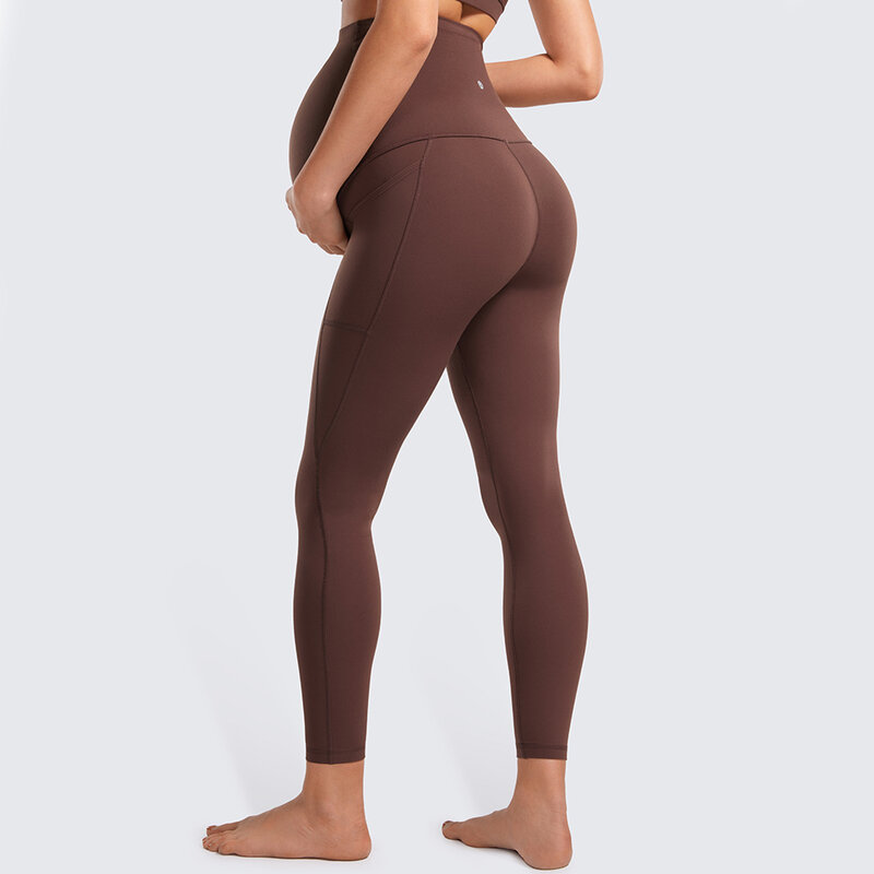 เลกกิ้งสำหรับคนท้องบัตเตอร์ลุกซ์สำหรับผู้หญิง25 "ชุดออกกำลังกายแบบมีกระเป๋ากางเกงกางเกงโยคะสำหรับหญิงตั้งครรภ์นุ่มทาทับบริเวณหน้าท้อง