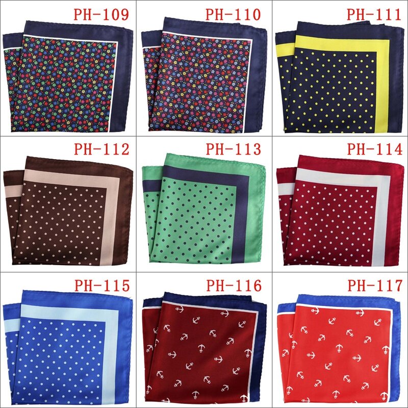 HOT!! 33 x 33CM Mens Polka Dot Anchor Plaid & Checks Pocket Square Mens Hankies Chest Towel Big Size Handkerchief For Men