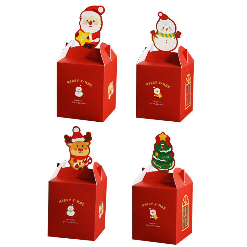10-80 PCS คริสต์มาส Apple กล่อง Xmas ของขวัญกระดาษแพคเกจผลไม้ขนมเค้กขนมอบห่อ Holiday Party ขายส่ง Santa Claus