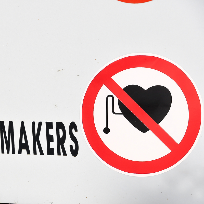 Avviso di avvertimento 3 pezzi senza Pacemaker segnale di avvertimento rotondo etichette senza Pacemaker adesivo di sicurezza avvertenza vinile autoadesivo