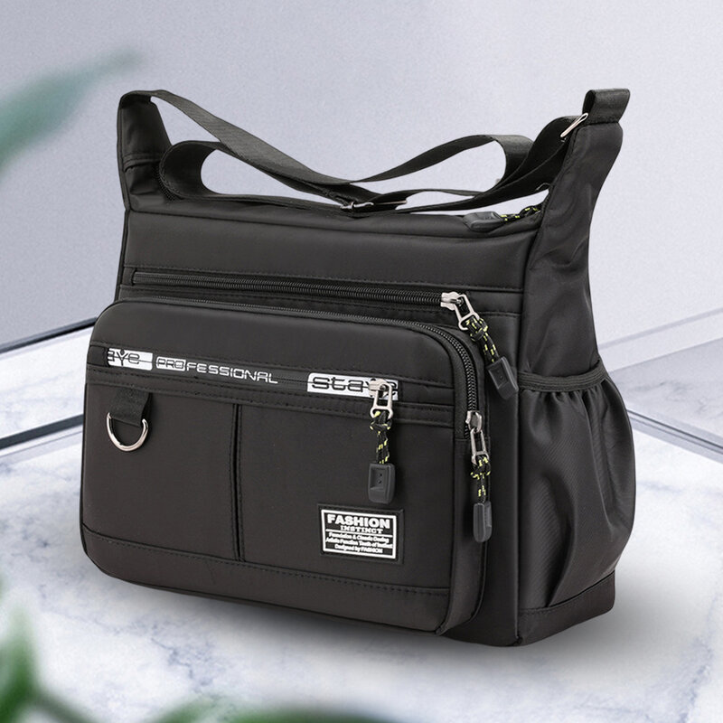 Men Portable Oxford Multilayer Pocket Shoulder Bag Handbag Travel Purse Fashion Lightweight Shopping  Adjustable Shoulder Strap