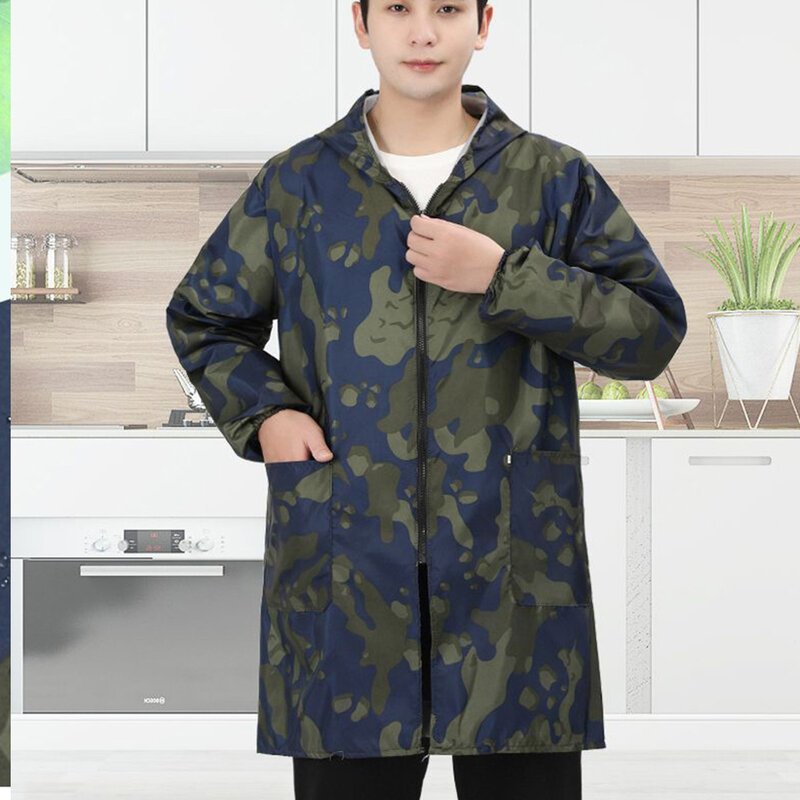 Labor clothing cover women's waterproof oil -proof work clothes dusty clothes universal housework Men's coat Female camouflage