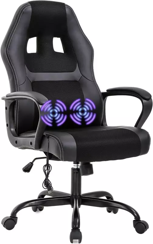 Gry komputerowe krzesło do masażu ergonomiczne krzesło biurowe krzesło biurowe regulowana skóra z PU wyścigowe krzesło z stabilizator lędźwiowy zagłówkiem
