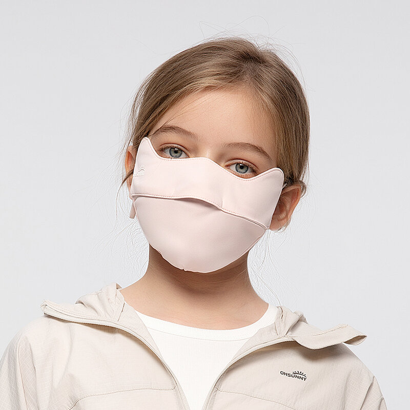 OhSunny-mascarilla facial para niños, máscara con protección UV UPF2000 +, tejido suave, transpirable, lavable, antipolvo, para exteriores