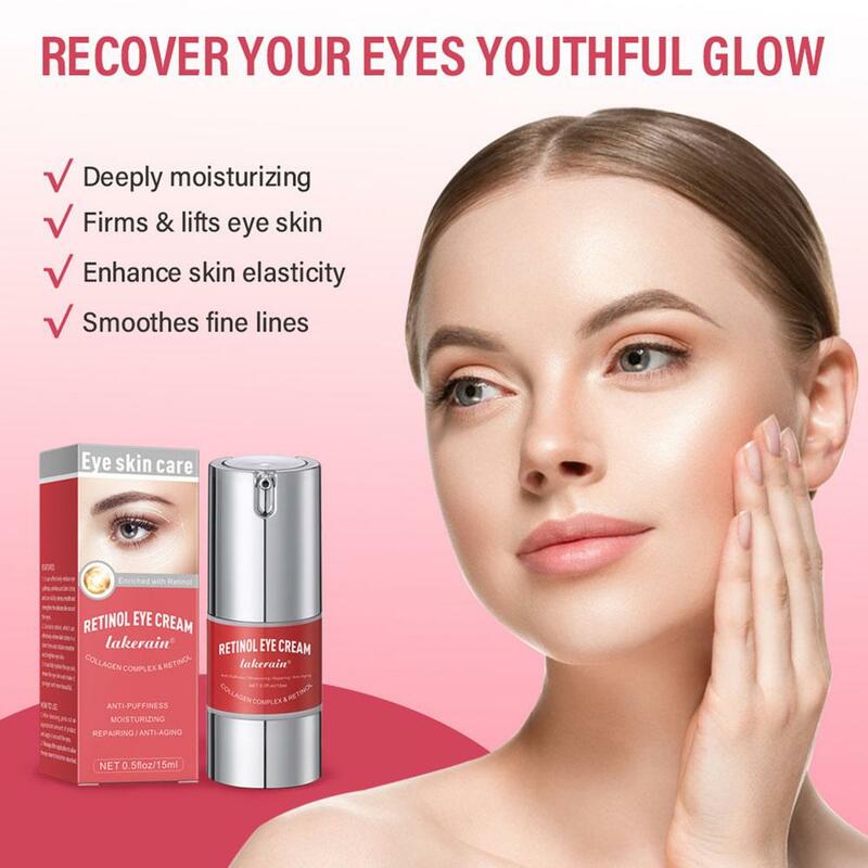 Retinol Anti-Rugas Eye Cream, remover bolsas oculares, círculos escuros, levantamento, endurecimento, clareamento, hidratação, iluminar, cuidado, 15ml