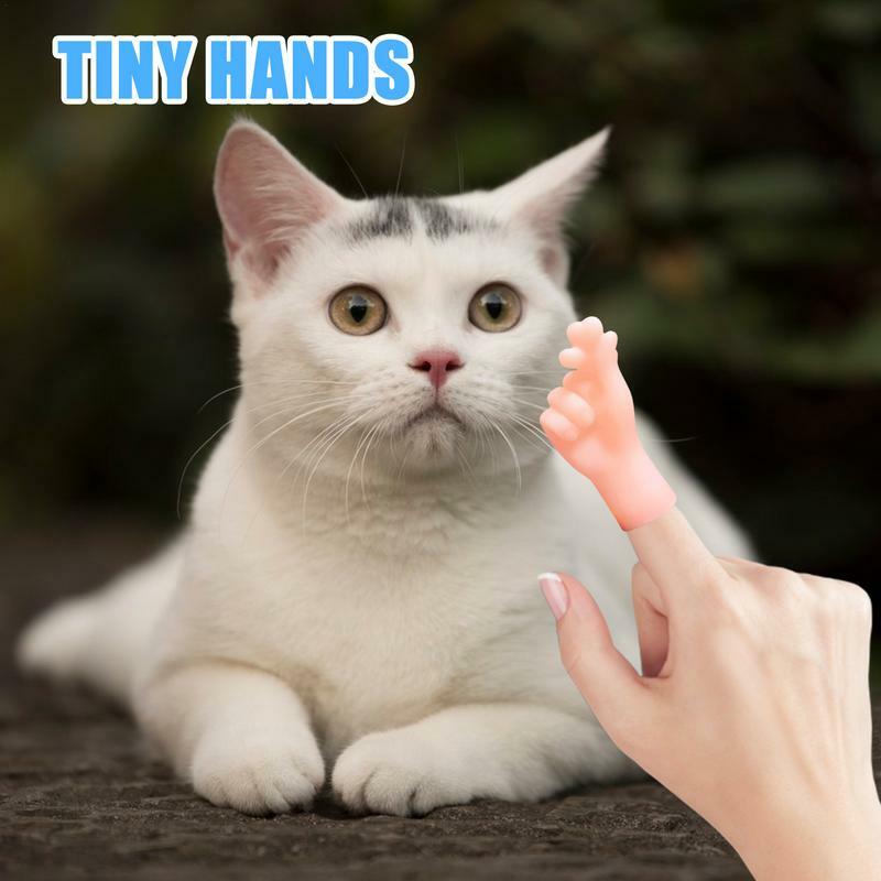 มือนิ้วมือเล็กๆสำหรับแมว10ชิ้นมือมินินิ้วสมจริงและตลกหุ่นมือสำหรับแมวของขวัญปาร์ตี้นิ้วขนาดเล็ก