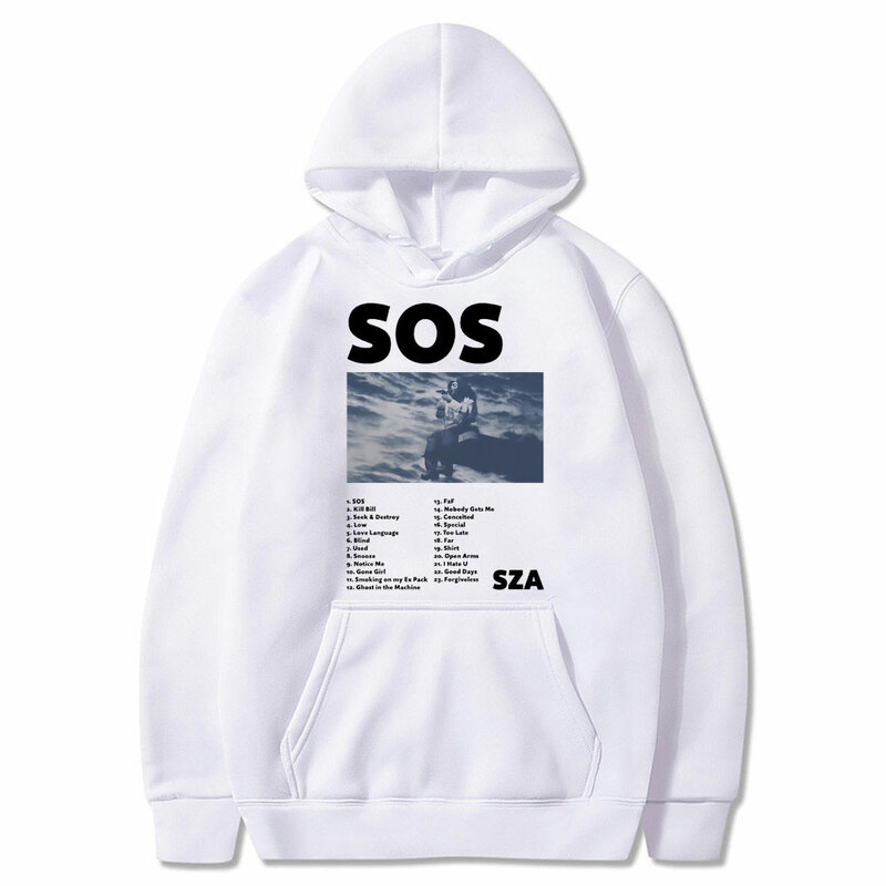Rapper SZA SOS Graphic Hoodie Men Women Hip Hop Oversized Sweatshirt Tops Men's Fashion Vintage Streetwear Unisex Fleece Hoodies