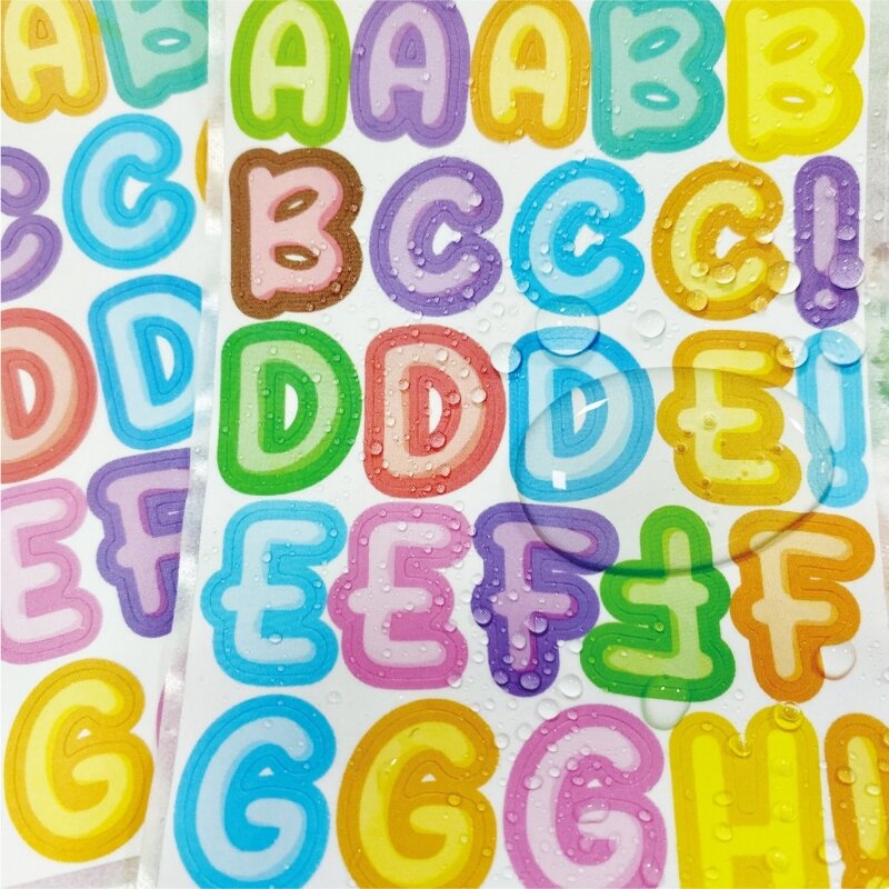 4 Sheets  Cartoon Letter Decals Waterproof-Alphabet Stickers Letter Stickers
